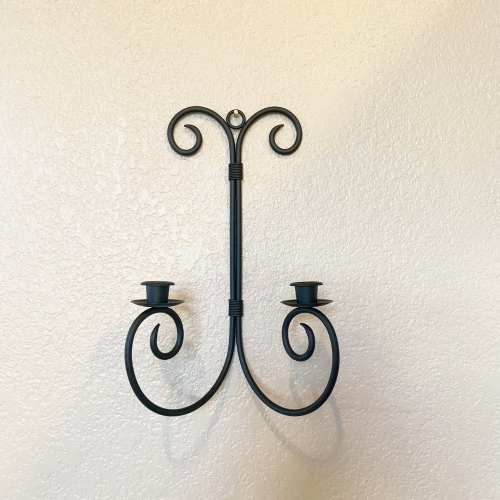 PartyLite Revere Wrought Iron Black Wall Sconce P7752 New in Original Box - Picture 4 of 9